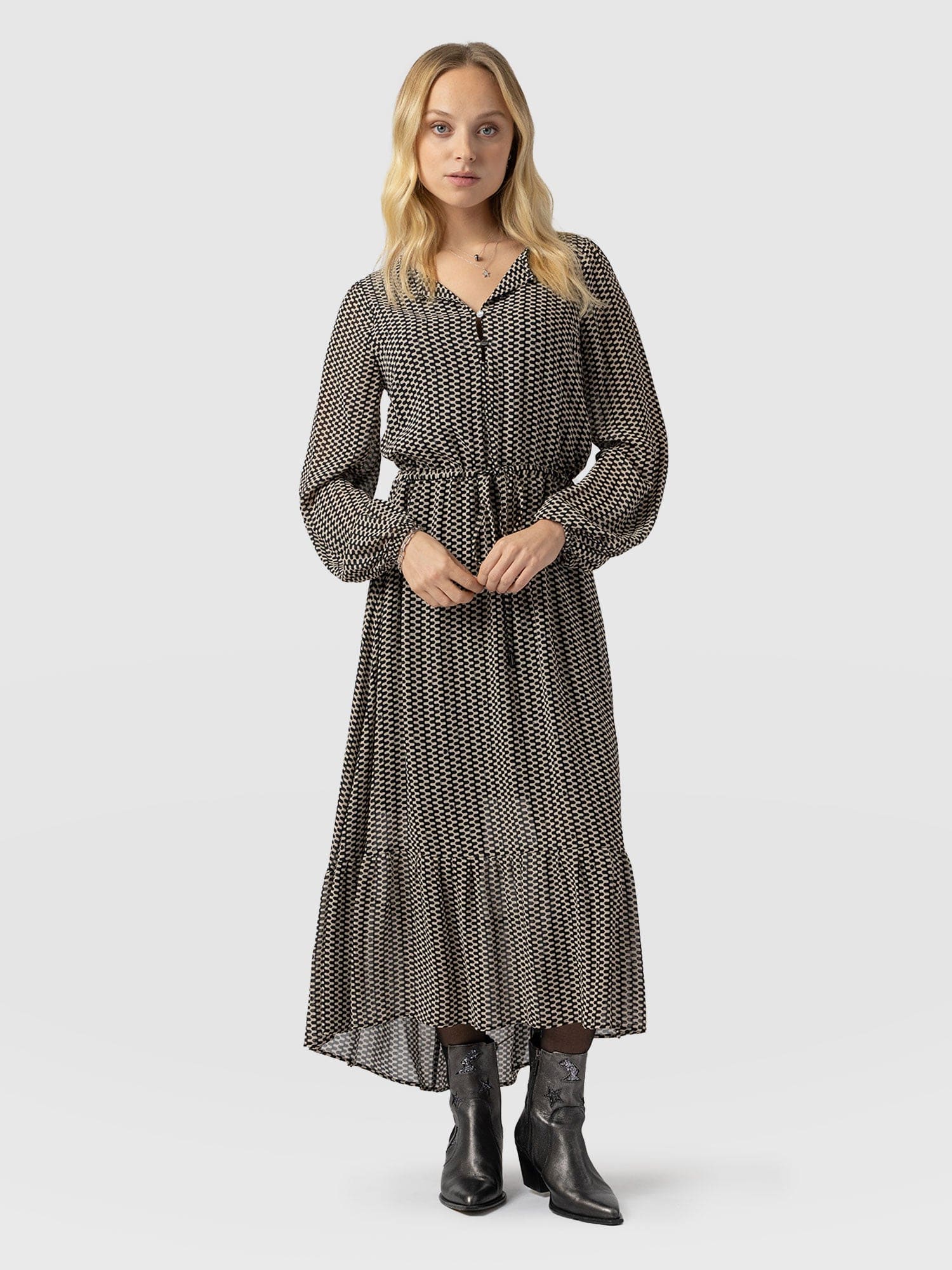 Evelyn High Low Dress Monochrome Wave - Women's Dresses | Saint + Sofia® USA